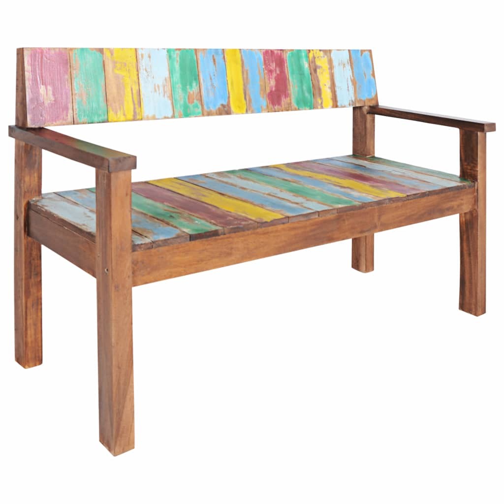 Bench Solid Reclaimed Boat Wood 125x51x80 cm